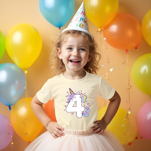 Image of Unicorn 4th Birthday Shirts for Toddler Girls Outfit 4 Year Old Fourth Four Shirt