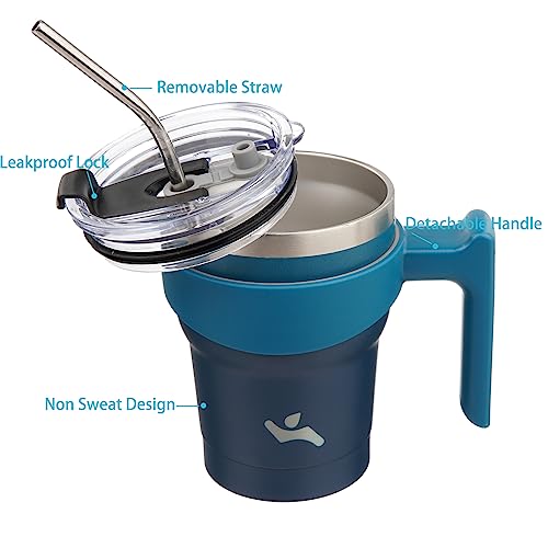 Image of Konokyo 10 oz Tumbler with Handle and Straw, Insulated Travel Mug