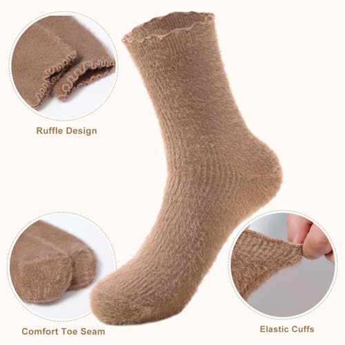 Image of SISOSOCK 5 Pairs Fuzzy Soft Cozy Comfortable Socks for Women, Casual Sleep Comfy Socks, Perfect Warm Winter Gifts for Women
