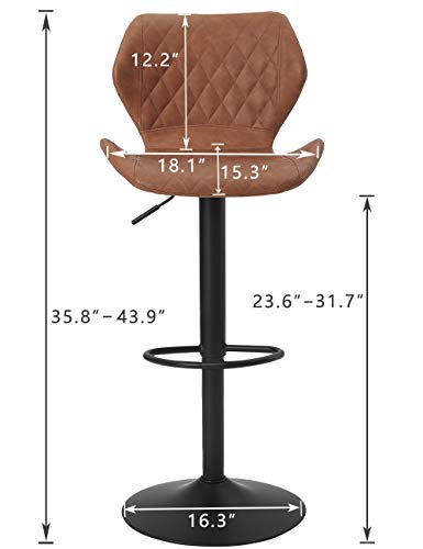 SUPERJARE Adjustable Bar Stools Set of 2, Rustic Swivel Barstools with Back, Modern Counter Height Chairs for Pub Kitchen, Brown - Image 6