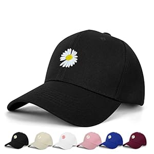 BLURBE Casquette Femme – Chapeau de Baseball Homme Casquette Broderie Marguerite Casquette Réglable Unisexe Cap Sport Femme Chapeau de Soleil Outdoor Running Loisirs