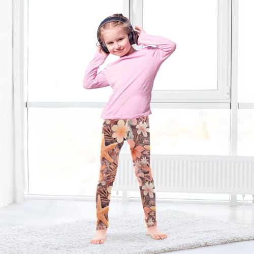 Starfish Flowers Girls Leggings Soft Stretch Workout Yoga Dance Pants for Kids Casual Tights4