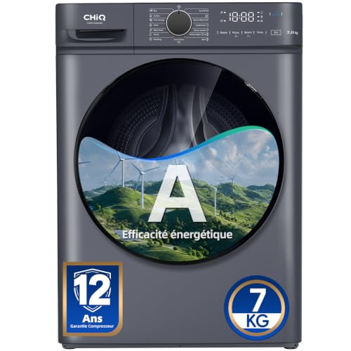 CHiQ 7kg Lave-Linge avec Classe A & Ultra Mince Gris