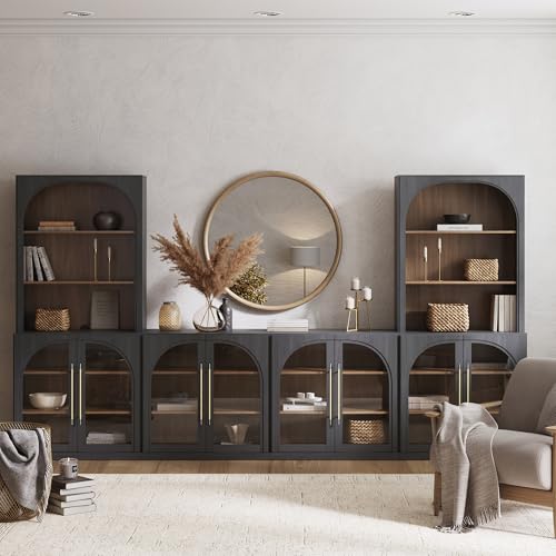 Image of BELLEZE Jagger 130 inch Wall Unit 6-Piece Modular TV Stand - Ebony