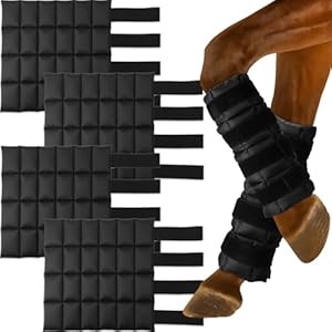 Ice Boots for Horse of 4 Horse Leg Ice Pack Wraps for Injuries Gel Cold Therapy Full Leg Cloud Boots Pack with Adjustable Straps for Hock, Ankle, Knee, Legs and Hooves