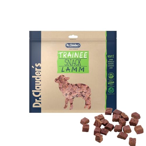 DR.CLAUDER'S - Trainee Snack | Leicht verdauliche Snacks aus 95% Fleisch mit Inulin für Hunde und Katzen. Schonend dampftrocknete Leckerlis im Frischebeutel | 500g Lamm