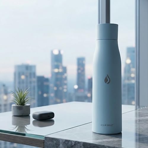 Image of AQUA VAULT PureX Self-Cleaning Smart Water Bottle - 750ml 25oz | With UV-C Purifier, Digital Temperature Display & Hydration Reminder | 316 Medical Grade Stainless Steel | 24H Cold-12H Hot