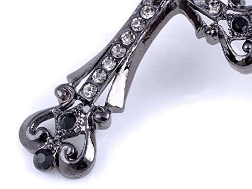 Alilang Womens Black Silver Clear Crystal Rhinestones Celtic Holy Cross Pendant Necklace4