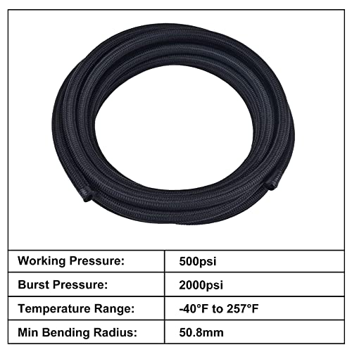 Evil Energy 4An Fuel Line Hose Fitting Kit Braided Nylon Cpe 16Ft Black (0.23" Id) #TOP1