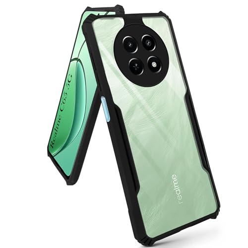 Image of Jkobi Back Cover Case for Realme C65 5G (Shockproof with Polycarbonate Clear Panel | Professional Black)