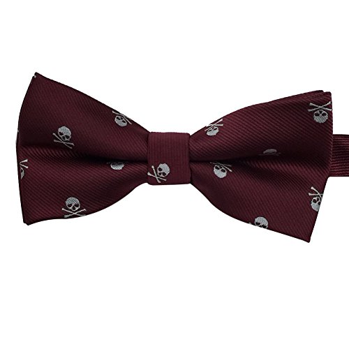 Pajaritas hechas a mano Pre-atadas con diseño de calavera azul marino Burdeos, granate, Taille unique Cover