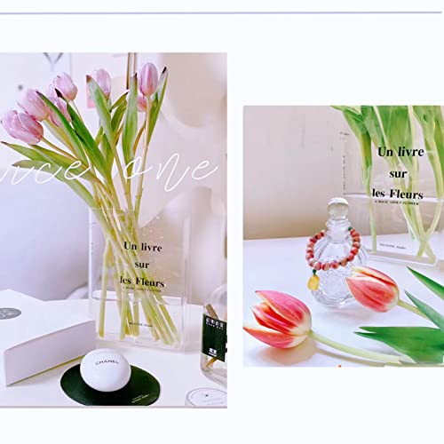 Rikw Clear Book Vase For Flowers,Artistic And Cultural Flavor Book Flower Vase Clear,Cute Bookshelf Decor For Floral Arrangement & Home Decor (Black Letters) #TOP5