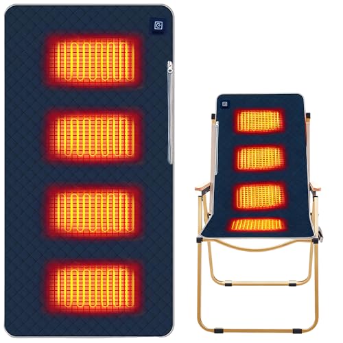 Sitzkissen Beheizbar Outdoor, 45 X 90 cm Heizkissen USB, Beheizbares Sitzkissen Aufladbar mit 3 Heizstufen, USB Beheiztes Heizkissen für Stadion Ausflug Camping Bürostuhl Sofa(Marineblau)