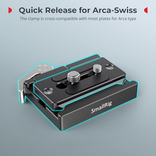 Image of SmallRig Quick Release Mount Plate for Arca-Type, Baseplate Clamp with 1 /4''-20 Threaded, 3 /8''-16 Threaded and Lever - 2143B
