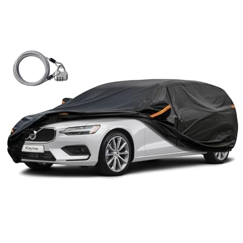 Kayme Station Wagon Car Cover for Automobiles All Weather Waterproof, Outdoor Sun Rain Protection, with Lock and Zipper, Universal Fit Audi A4 Avant,