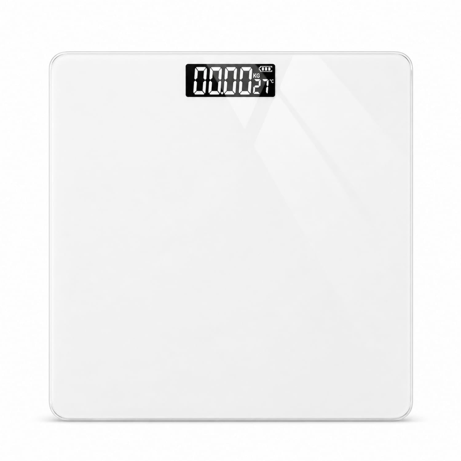 accurate digital shape weight scale high precision digital bathroom scale sleek electronic weighing machine square for bedroom, dorm room, white, charging
