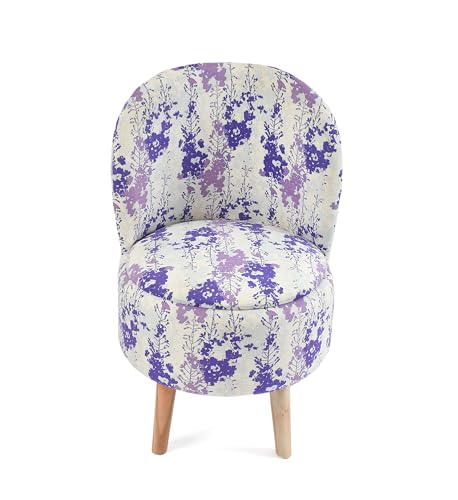 Image of NACIA Velvet Printed Ottoman Chair with Stool Combo | Dressing Table Chair for Bedroom Makeup Room Decor | Modern Upholstered Ottoman with Wooden Legs for Living Room & Home (18x18x32 Inches, White)