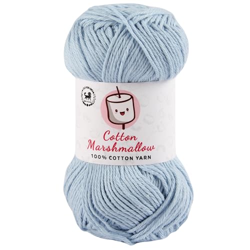 Image of NESTNHAVEN Cotton Marshmallow 100% Cotton Yarn - (50 g, 130 m) - Luxury Yarn for Crochet, Amigurumi, Embroidery, Toys, Garments, Flowers and Hobby Projects (Ice Blue)
