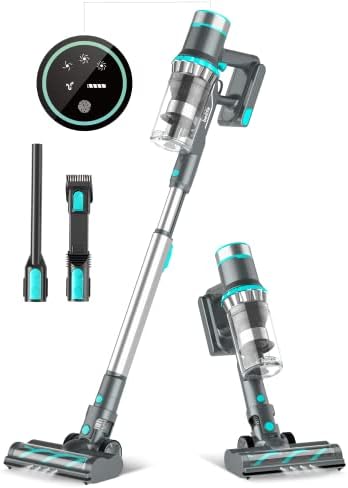 Belife Cordless Vacuum Cleaner, 25Kpa Suction Stick Vacuum, Max 40mins Runtime, 380W Brushless Motor, LED Touch Display, 6 in 1 Lightweight Handheld Vacuum for Hard Floor Carpet Car Pet Hair