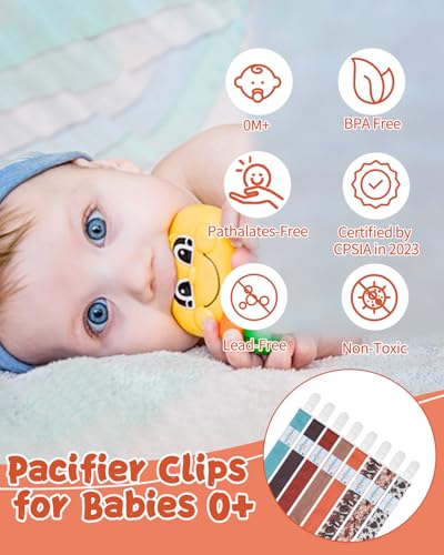 Image of babygoal Baby Pacifier Clips 8 Pack, Pacifier Holder Clip for Boys and Girls Fits Most Pacifier and Binkies-Neutral Color