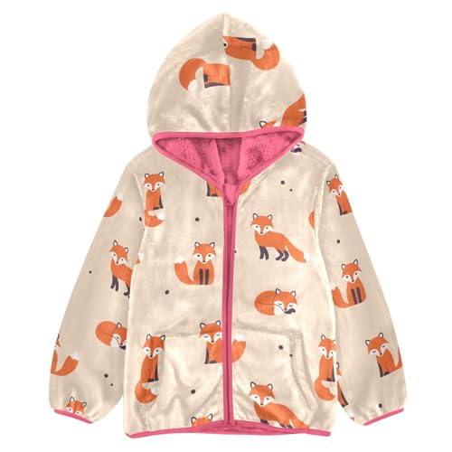 OTVEE Cute Cartoon Fox Animal Kids Hoodie Jacket Fall Spring Full Zip Warm Outwear Coat