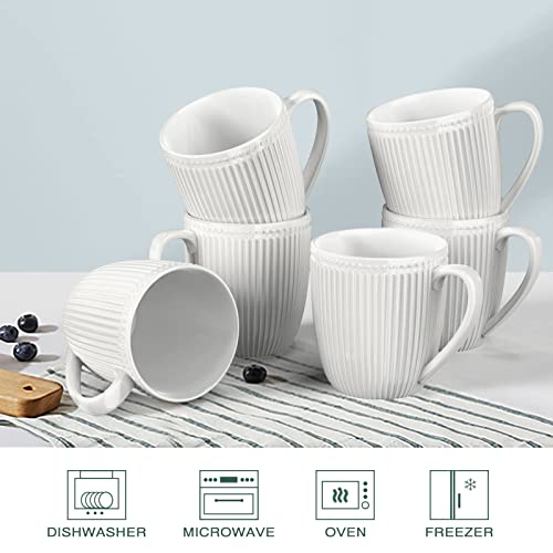 image for HomeElves Coffee Mugs Set of 6, 16 Oz White Coffee Mugs, Porcelain Mug
