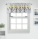 Aiking Home Window Valances - 2-Panels Polyester Printed Kitchen Valances with 2.5' Rod Pocket for Small Windows (56'x16' Each Panel, Silver Chevron)