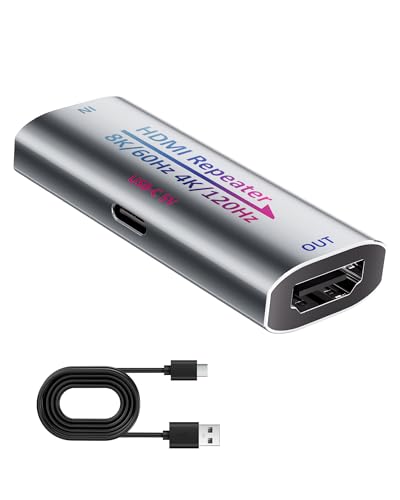 Répéteur HDMI 8K - Amplificateur de signal HD 2.0 - Prend en charge 8K @ 60Hz / 4K @ 240Hz - Extension HDMI 1080P jusqu'à 50 m - Pour PS5, Xbox, projecteur, HDCP 2.3...