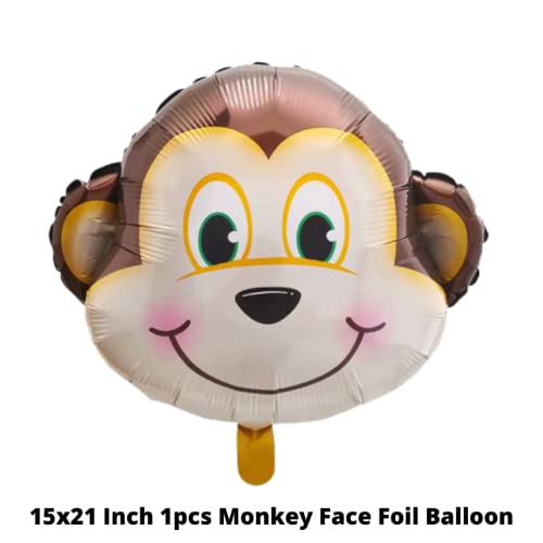 Image of Party Decorz Monkey Face Foil Balloon Medium Size (15X21 Inch,1 pcs) Jungle /Safari /Animal Theme Birthday Party Foil Balloon For Children Birthday Party Decoration
