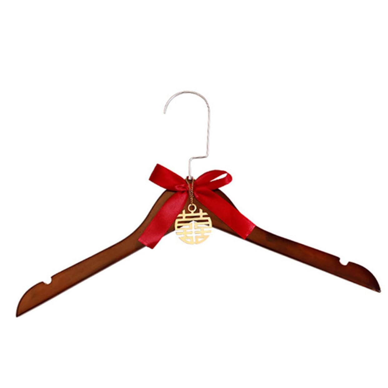 Unomor Vintage Wooden Wedding Hanger with Bow Design for Bride and Groom Elegant Coat Hanging Hooks for Wedding Attire Bride Coat Hangers