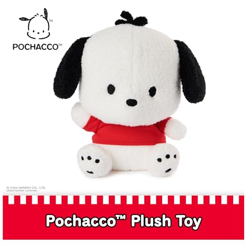 Image of GUND Sanrio Pochacco Plush, Puppy Stuffed Animal for Ages 1 and Up, White /Red, 6 inch