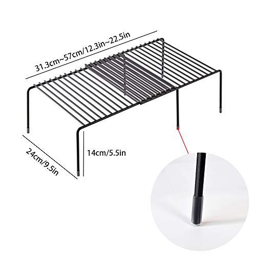 Tomorotec Expandable Shelf Organizer For Kitchen Countertop, Metal Cabinet Organizer Pantry Shelf, Spice Rack Organizer For Cabinet, Space Saving Non Slip Rustproof, Black #TOP6