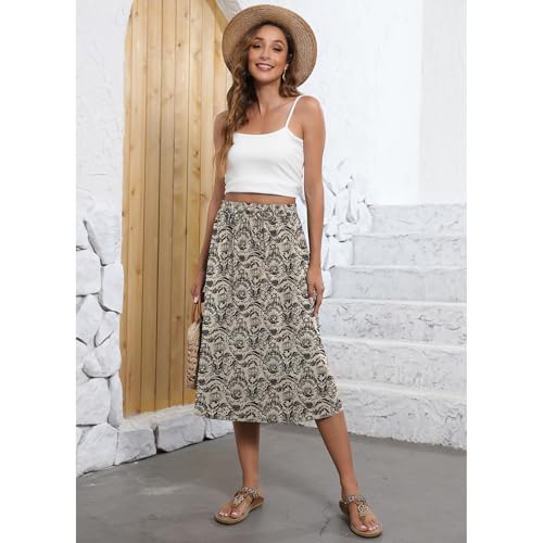 Image of Witsmile Flowy Skirt Elastic High Waist A-Line Skirt with Pockets Bohemia Cover-up for Women 2026 Trendy(S-2XL)
