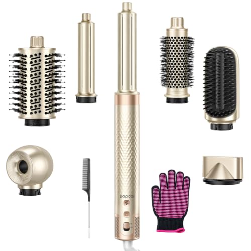 Image of Bopcal 7-in-1 Air Styler & Hair Dryer Brush, 170,000 RPM High-Speed Multi Styler with Auto Wrap Curlers, Ionic Blow Dryer Brush, Volumizing & Smoothing Brushes for Fast Drying, Curls & Salon Blowouts