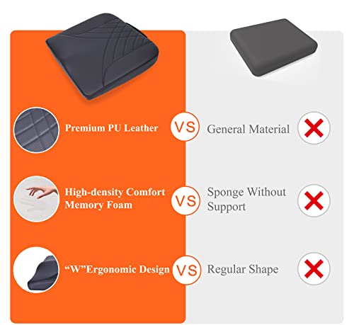 Kingphenix Premium Car Seat Cushion, Memory Foam Driver Seat Cushion To Improve Driving View- Coccyx & Lower Back Pain Relief - Seat Cushion For Car, Truck, Office Chair (Black) #TOP3