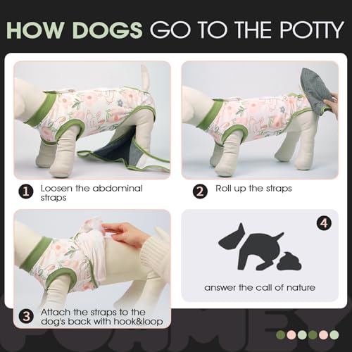 Image of FUAMEY Dog Recovery Suit Male,Dogs Surgery Neuter Suits Puppy Spay Shirts for Female Protect Dog's Skin Anti Licking Abdominal Wounds Doggie Onesie Pet Bodysuit Alternative to Cone Rabbit Flower S