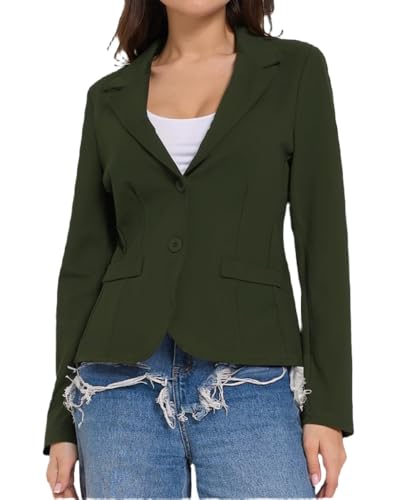 Ballandoro Blazer Donna Elegante Corto - Giacca Cerimonia Leggera Made in Italy, per Completo Abbigliamento Casual e Tailleur Eleganti Taglie Forti (IT, Testo, XXL, Regular, Regular, Verde Militare)