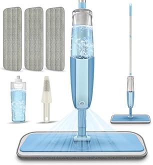 Spray Wet Mops for Hardwood Floor Cleaning: MEXERRIS Floor Mop with 3 Washable Pads for Swiffer Powermop - Refillable Dust Dry Mop Home Commercial Mops for Wood Laminate Ceramic Tiles Vinyl