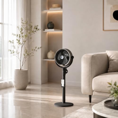 Image of One94Store Humidification Floor Fan, Portable USB & Battery Operated Rechargeable Mist Fan with Smart Remote Control, 4000mAh Battery, 4 Speed Modes, 150 Swing, Up to 2H Runtime Black