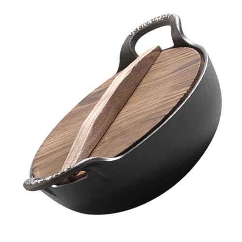 FUNOMOCYA Cast Iron Uncoated Iron Pan Stew Pot Cooking Pot Cookware with Side Handles