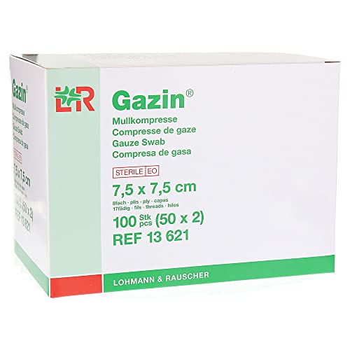 Gazin, 7,5 cm x 7,5 cm steril 8fach 50x2 300g, Weiss, 100 stück Cover