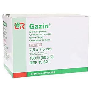 Gazin, 7,5 cm x 7,5 cm steril 8fach 50×2 300g, Weiss, 100 stück