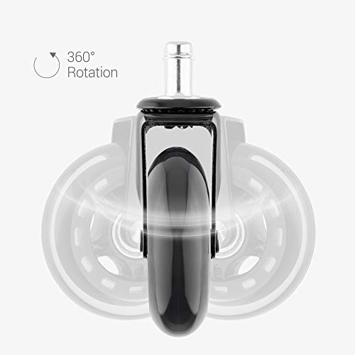 kwmobile 5x bureaustoelwieltjes - 10 mm/75 mm - Zwenkwielen voor meubels - Set van 5 - Vervangende wieltjes - 360° draaibaar - Zwart/Transparant - Afbeelding 4