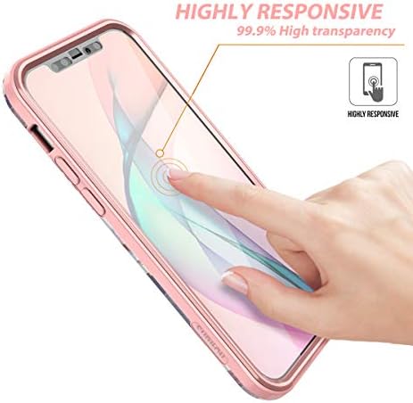 SURITCH Case for iPhone 12 6.1 inch Case for iPhone 12 Pro 6.1 Inch, [Built-in Screen Protector] 360 Full Body Protection Shockproof Rugged Bumper Protective Cover (Rose Marble)