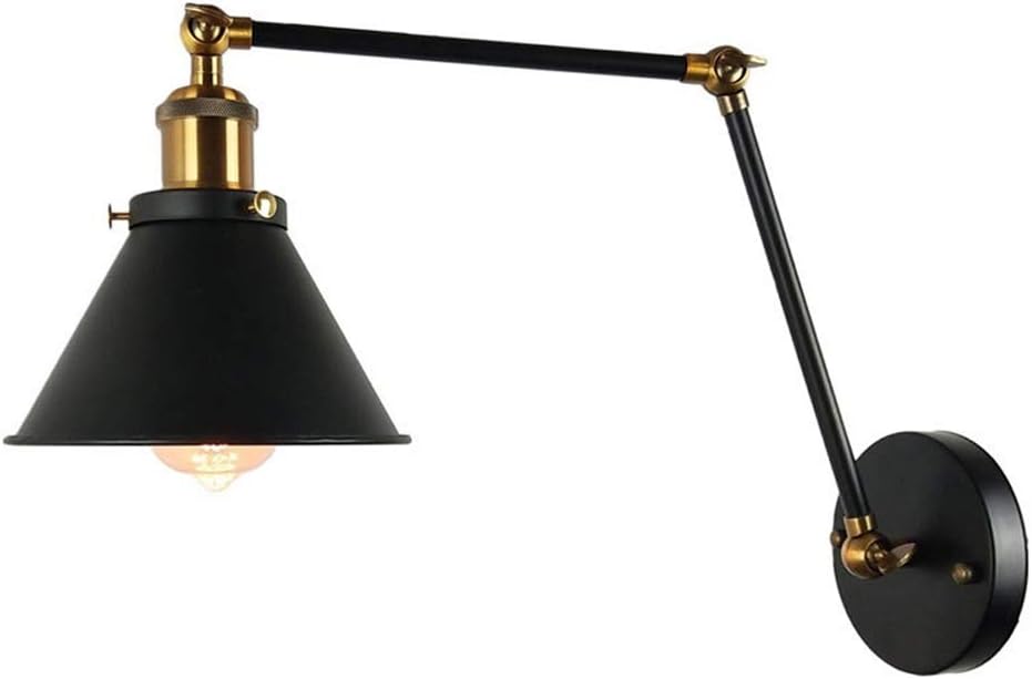 Wall Light Metal Swing Arm Wall Lamp Adjustable Bedside Reading Light Industrial Wall Sconce E27 Bedroom s Fixtures for Living Room Bronze and Black Finish