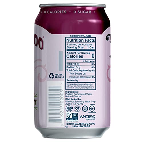 Image of Waterloo Sparkling Water, Black Cherry Naturally Flavored, 12 Fl Oz (Pack of 24) | Zero Calories | Zero Sugar or Artificial Sweeteners | Zero Sodium