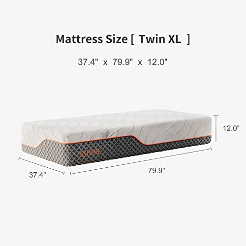 Image of ESHINE Adjustable Bed Frame + 12 inch Hybrid Mattress Split King(Medium) - Luxury Gel Memory Foam, Upholstered Bed Frames with Massage, USB, Under Bed Night Light, Head and Foot Incline, Split King