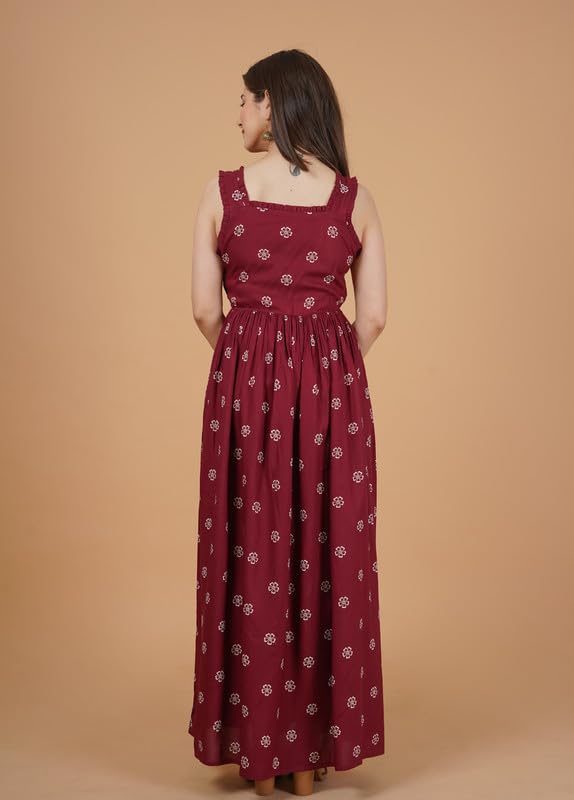 Image of New Rayon Printed Flared Maxi Dress for Women & Girl's | Women Flared Dress