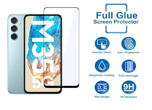 Image of SENBUN Tempered Glass Screen Protector Compatible for Samsung Galaxy M35, A35, A55 5G with Edge to Edge Coverage and Easy Installation Kit, Pack of 1, Black