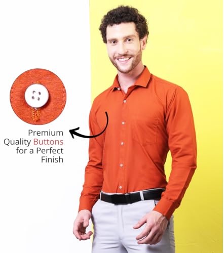 Image of CONTRARY Men's Pure Cotton Solid Stylish Casual & Formal Wear Shirt | Stylish Regular Fit Full Sleeve Comfortable Office Party Trendy Shirt - Multi Color